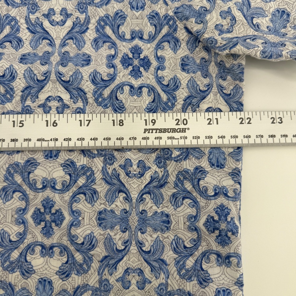 Robert Graham Mens Classic Fit Blue Scroll Print Linen Blend Shirt Size M - Picture 7 of 8